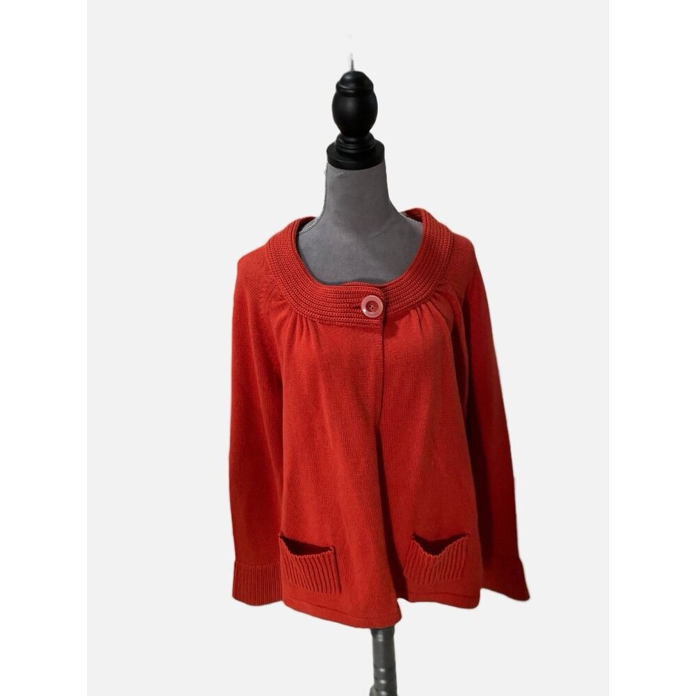 Vintage Cato Women Scoop Neck Single Button Open Front Cardigan Sweater Size M.